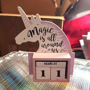 Unicorn~ Wood Block Perpetual Calendar